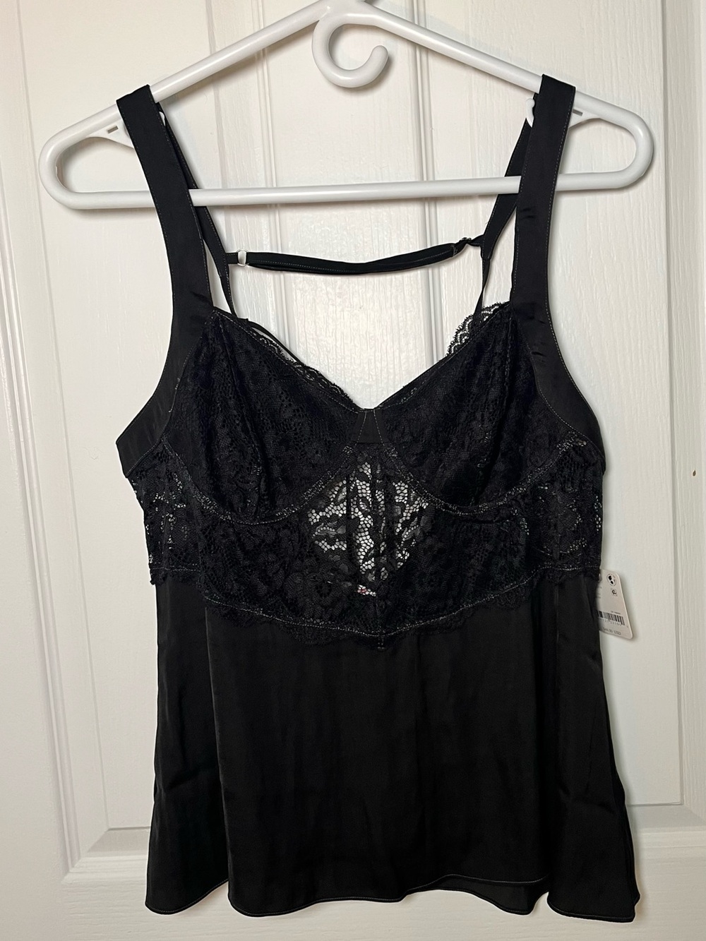 NWT Intimately Free People Black Satin & Lace Corset Camisole Size M